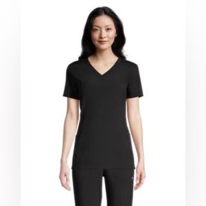 Women's V Neck Racer Back Scrub Top - Black - XL